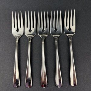 Oneida Gala Impulse Salad Forks Set of 5 Stainless Steel Glossy USA Vintage